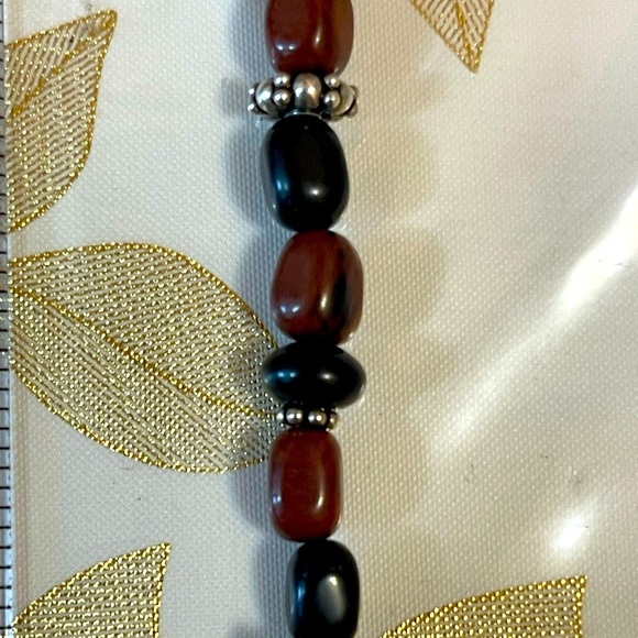 VTG sterling silver bracelet 925 With Agate / onyx Stone And Horse Charm 7-7.5” - Picture 5 of 6